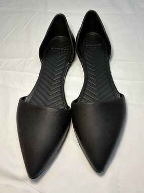 Native Womens 8 Audrey D'Orsay Flats Pointed Toe Black Shoe Loafer Slip On Jelly